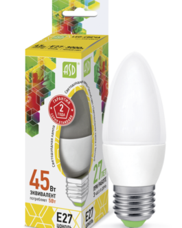 Лампа светодиодная LED-СВЕЧА-standard 5.0Вт 160-260В Е27 3000К 400Лм ASD