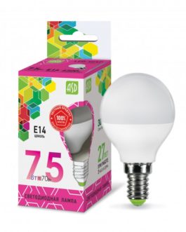 Лампа светодиодная LED-ШАР-standard 7.5Вт 230В Е14 6500К 675Лм ASD